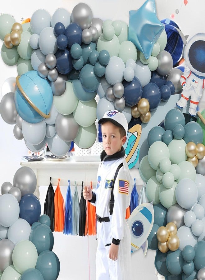 Tesochye Outer Space Birthday Decorations Balloons Arch Kit 150 pcs Navy Blue Green Silver Latex Balloons For Boys Kids Universe Astronaut Theme Birthday Party Baby Shower Supplies - Image 5